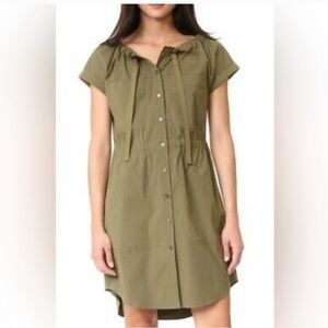 Theory olive green button down dress